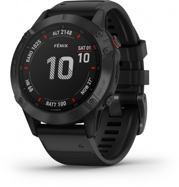 Garmin fenix 6 PRO Schwarz Silikonarmband 22mm Schwarz