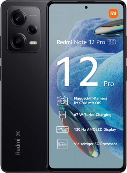 Xiaomi Redmi Note 12 Pro 5G 128GB Schwarz Android Smartphone 6,67" AMOLED 50MP