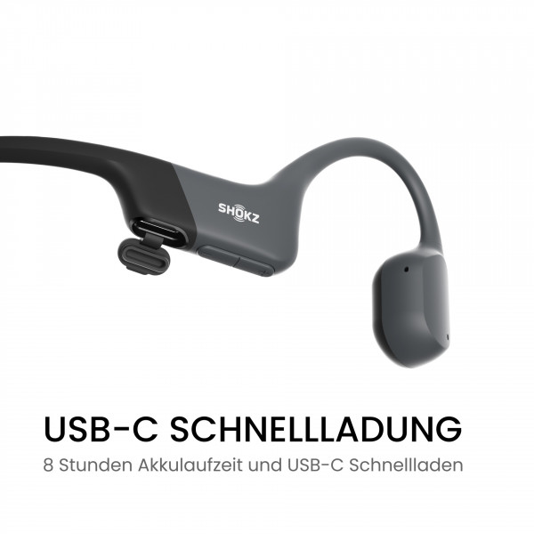 Shokz OpenRun Black kabellose Kopfhörer Open-Ear Sport Noice Cancel Stereo USB-C