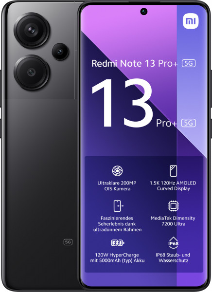 Xiaomi Redmi Note 13 Pro+ 6,67" Dual-SIM 5G USB Typ-C 12 GB 512 GB Schwarz NFC