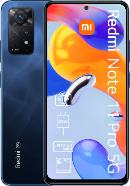 Xiaomi Redmi Note 11 pro 5G Blau 128 GB Smartphone 6,7" AMOLED Display 108 MP