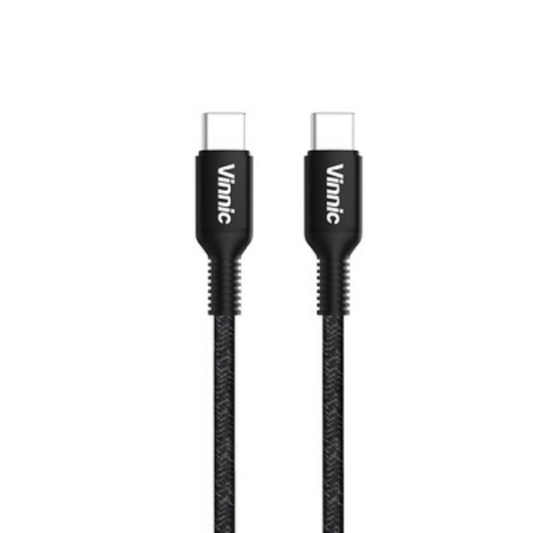 Vinnic USB-C to C kabel Ladekabel 60 Watt schwarz geflochtenem Nylon 0,1 m lang