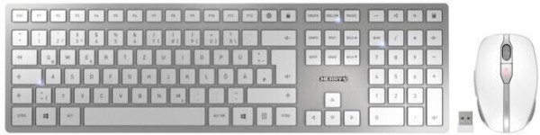 CHERRY DW 9100 SLIM Tastatur und Maus Set QWERTZ Kabellos Silber Bluetooth