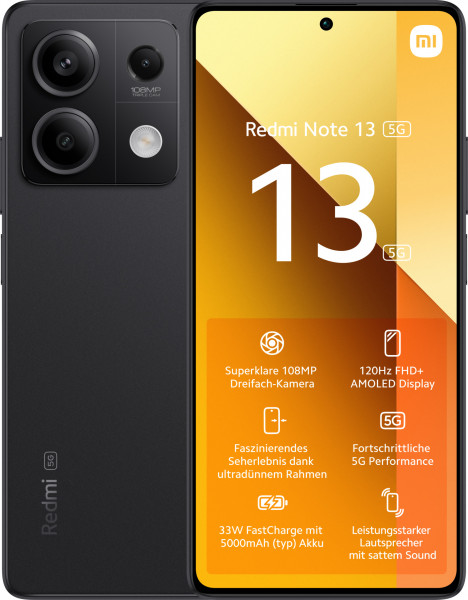 Xiaomi Redmi Note 13 Graphite Black 256 GB Android 13 6,67" 108 MP Triplekamera