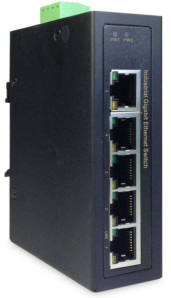 DIGITUS DN-651107 Industrieller 5-Port Netzwerkswitch schwarz widerstandsfähig