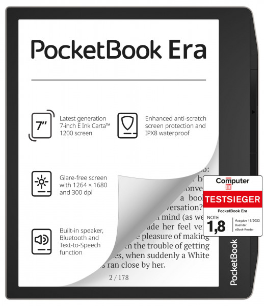 PocketBook Era 16GB Silber USB-C WiFi Bluetooth eBook-Reader 7" SMARTlight eInk