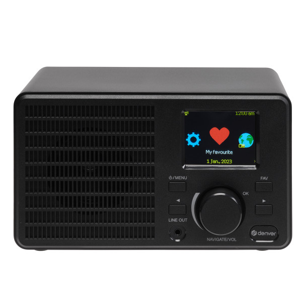 Denver Internet Radio IR-122 Schwarz 20 W 2,4"-Display Bluetooth Wecker Wi-Fi