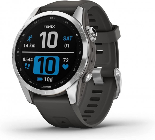 GARMIN FENIX 7S PRO SOLAR EDITION Graphit Edelstahl Smartwatch Fitnesstracker