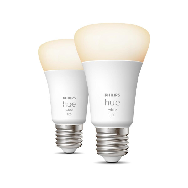 Philips Hue E27 Smart LED Leuchtmittel Weiß Doppelpack 1050lm Dimmbar Bluetooth